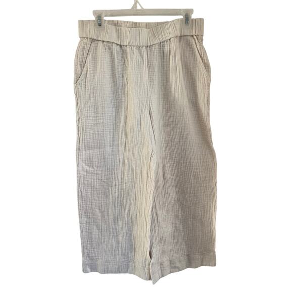 Haven Well Within 100% Cotton Gauze Wide Leg Cropped Light Pink Pants Sz M - Picture 1 of 8